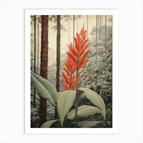 Vintage Jungle Botanical Illustration Heliconia 1 Art Print