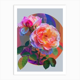 English Roses Circle Painting Abstract 4 Art Print