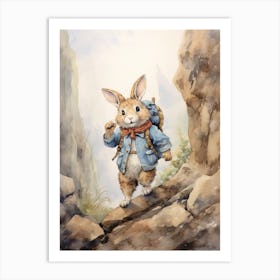 Bunny Rock Climbing Rabbit Prints Watercolour 3 Art Print