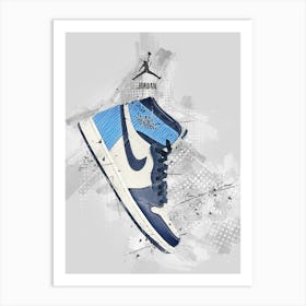 Air Jordan 1 Painting Blue Colorful Art Print