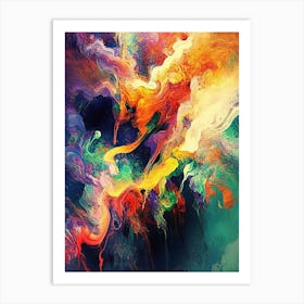 Abstract Colourful Painting of Melted Colouring Elements Art Print