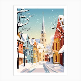 Vintage Winter Travel Illustration Tallinn Estonia 4 Art Print