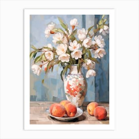 Freesia Flower And Peaches Still Life Painting 1 Dreamy Art Print