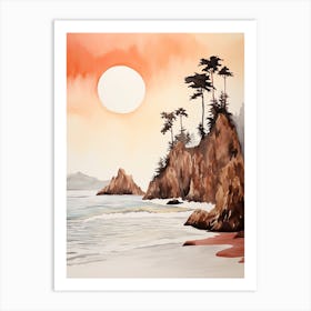 Watercolour Of Pfeiffer Beach   Big Sur California Usa 1 Art Print