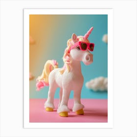 Toy Unicorn In Sunglasses Pastel 2 Art Print