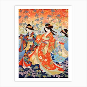 Awa Odori Dance Japanese Traditional Illustration 7 Art Print