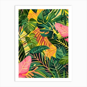 Tropical Leaves Seamless Pattern 25 Art Print