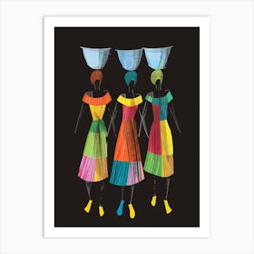 Three Women With Baskets Art Print