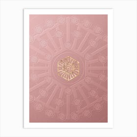 Geometric Gold Glyph on Circle Array in Pink Embossed Paper n.0116 Art Print