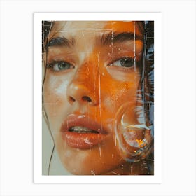 Portrait Of A Woman With Bubbles Art Print