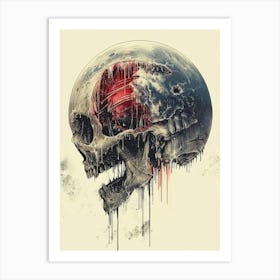 Skull With Blood Art Print