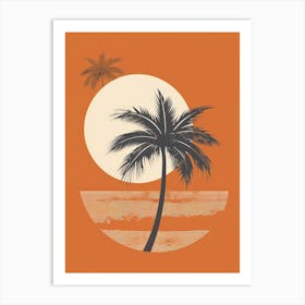 Sunset Palm Tree Canvas Print Art Print