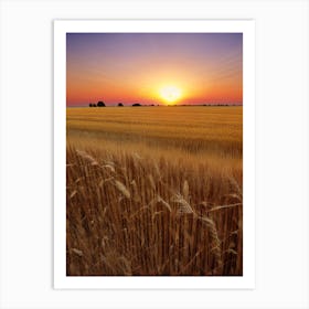 Sunset Over A Wheat Field 1 Art Print