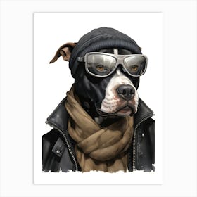 Pitbull Dog Wearing Glasses Art Print