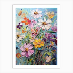 Abstract Flower Painting Zinnia 4 Art Print