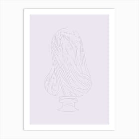 The Veiled Virgin Line Drawing - Purple Art Print