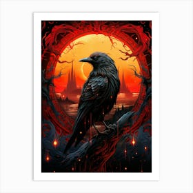 Crow Fire Art Print