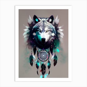 Wolf Dream Catcher Art Print