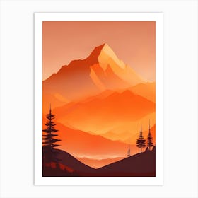 Misty Mountains Vertical Composition In Orange Tone 150 Art Print