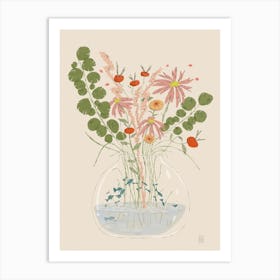 Flowers And Fishes Art Print