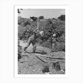 Children Of Day Laborer Chopping Wood Near Webber Falls, Muskogee County, Oklahoma By Russell Lee Art Print