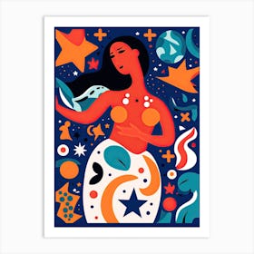 Aquarius Illustration Zodiac Star Sign 7 Art Print