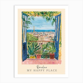 My Happy Place Barcelona 1 Travel Poster Art Print