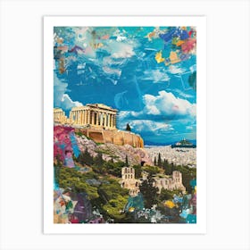 Athens   Retro Collage Style 3 Art Print