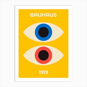  Bauhaus 1919, Eyes, Exhibition, 90s, 70s, vintage, retro, aesthteic, art, contemprary, European, exhibition, museum, classic, shapes, abstract, bold, geometric, boho, pattern, symmetry design Art Print