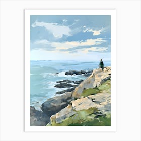 Of A Man Looking At The Ocean Art Print