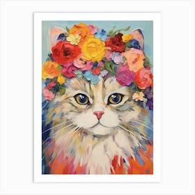 Persian Cat With A Flower Crown Painting Matisse Style 1 Art Print
