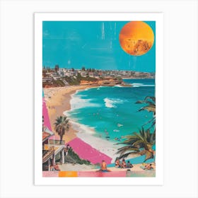 Bondi Beach   Retro Collage Style 3 Art Print