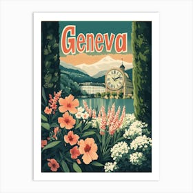 Aihrgdesign A Classic 1960s Travel Poster For Geneva 2 Art Print