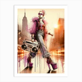 Neon City Urban Hipster Art Print