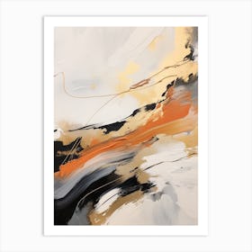 Charcoal And Orange Autumn Abstract Painting 1 Art Print