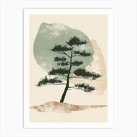 Cedar Tree Minimal Japandi Illustration 3 Art Print