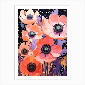 Surreal Florals Anemone 3 Flower Painting Art Print