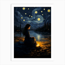 Nocturnal Symphony Starry Night Reimagined Through Modern Eyes Art Print