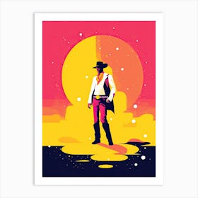 Cowboy In The Sunset, pop art Art Print