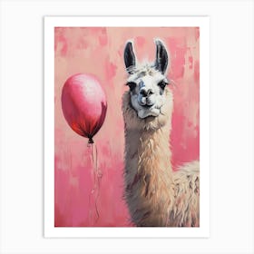 Cute Llama 3 With Balloon Art Print