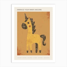 Muted Pastels Mustard Unicorn Kids Storybook Style 1 Poster Art Print