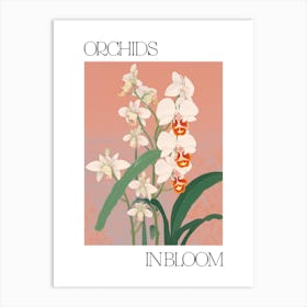 Orchids In Bloom Flowers Bold Illustration 1 Art Print