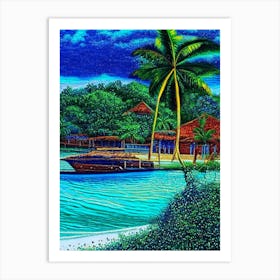 Bocas Del Toro Panama Pointillism Style Tropical Destination Art Print