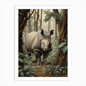 Rhino Deep In The Nature 1 Art Print