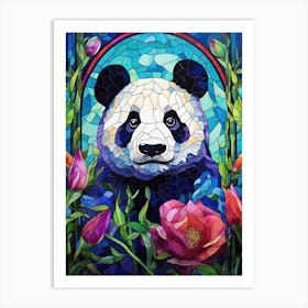 Panda Art In Stained Glass Art Style 4 Art Print
