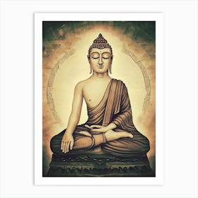 Buddha Meditating AI Vintage Art Art Print