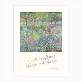 Flowers Impressionist Landscape with Inspirational Quote Art Print