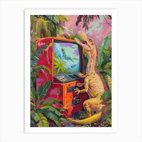 Dinosaur Retro Video Game Painting 1 Art Print