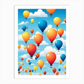 Hot Air Balloons In The Sky, simple vector art, vector art, hot air balloons, digital art Affiche