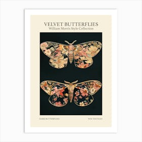 Velvet Butterflies Collection Dark Butterflies William Morris Style 6 Art Print